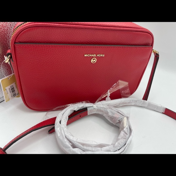 Michael Kors Handbags - Woman's Bags Michael Kors Jet Set Charm LG East/West Camera Crossbody Bright Red